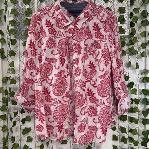 Tommy Hilfiger Red and White Floral Men's Shirt